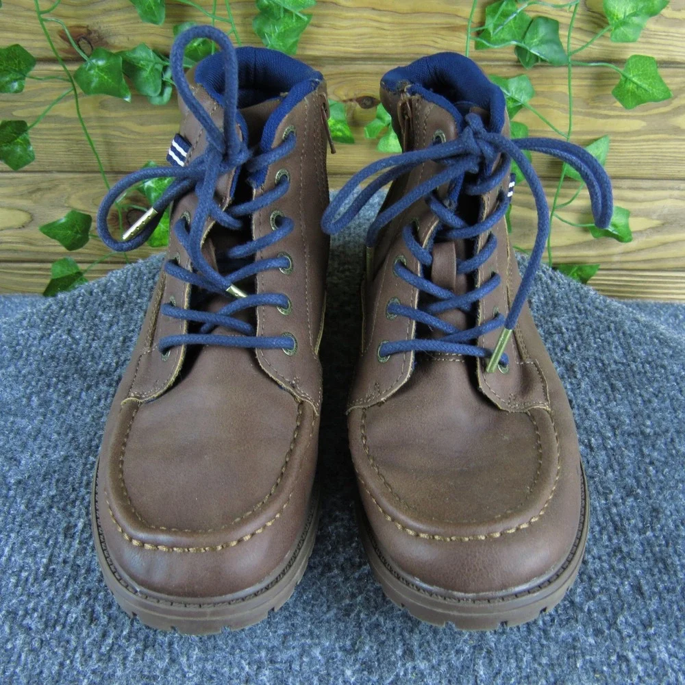Nautica Zaysan Boys Size 5 Brown Synthetic Lace Up Ankle Boots Casual Outdoor‎